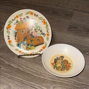 Vintage Children's Plate and Bowl Set